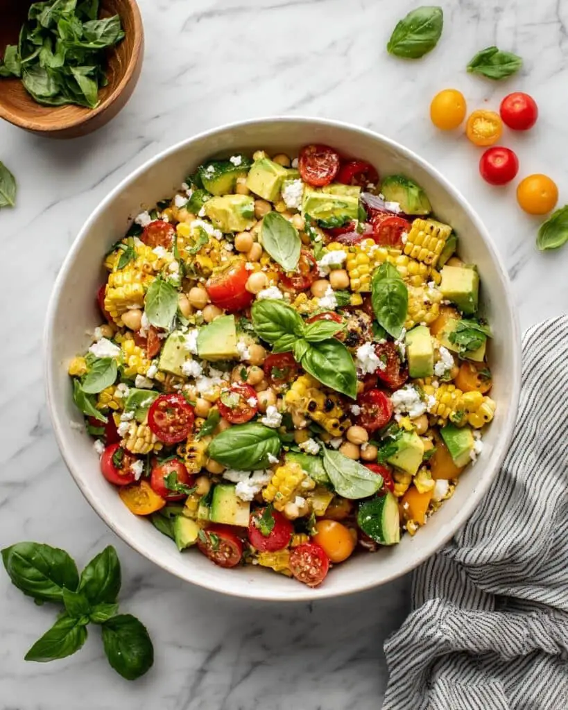 Corn, Tomato, and Avocado Chickpea Salad Recipe