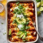 Sheet Pan Cheesy Poblano Corn Enchiladas Recipe