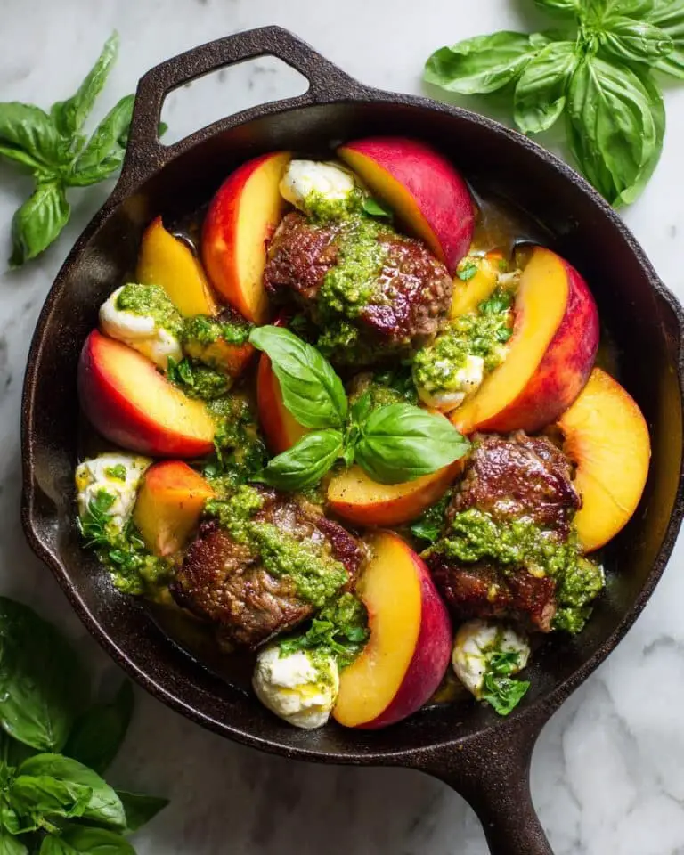 Pesto Peach Chicken in White Wine with Burrata Recipe