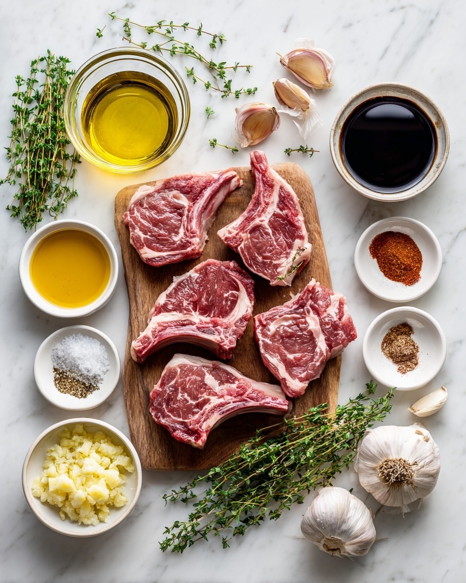 The image shows several raw, thick pieces of red meat with white fat edges scattered on a wooden board. Each piece has small green rosemary leaves sprinkled on top and a light dusting of coarse salt, adding texture to the surface of the meat. The wood beneath the meat has a warm brown color with visible grain patterns. The lighting highlights the fresh, juicy look of the meat. The background is a white marbled texture. Photo taken with an iphone --ar 4:5 --v 7