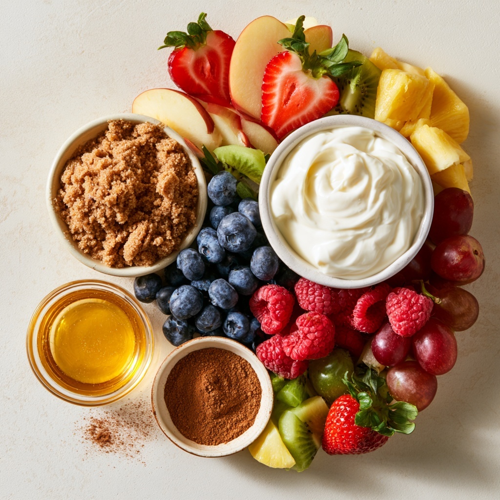 The image shows a white bowl filled with three visible layers of ingredients. The bottom layer is thick and white, looking like yogurt or cream with a smooth texture. Over that, there is a light brown liquid spread partially around, looking like syrup or honey with a shiny surface. On top, there is a crumbly light brown sugar layer sprinkled evenly with a bit of cinnamon dusted over. A spoon with a yellow and white handle rests on the edge of the bowl. The bowl sits on a white marbled surface with a blurred blue and silver spoon nearby. photo taken with an iphone --ar 4:5 --v 7