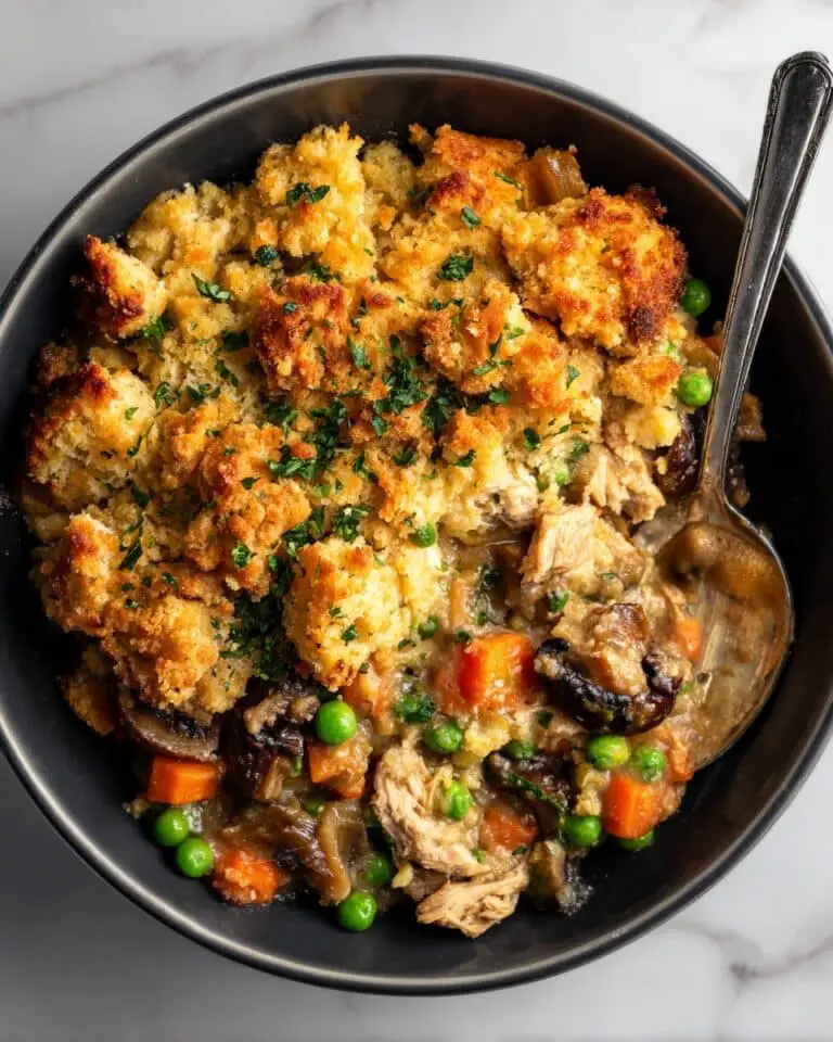 Chicken Pot Pie Casserole with Biscuit Crumbles Recipe