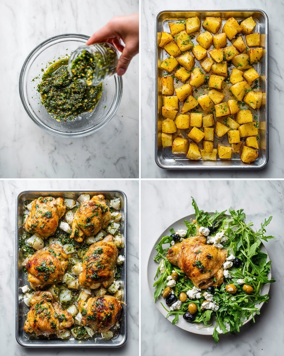 Greek Chicken and Potatoes with Feta, Olives, and Tzatziki Recipe - Recipe Image