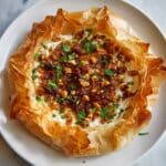 Cheesy Vegan Grilled Figs Phyllo Pie with Caramelized Onions & Walnuts Recipe