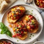 Heirloom Tomato Bruschetta with Parmesan and Basil Recipe