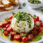 Burrata with Roasted Tomatoes, Basil & Pesto Recipe