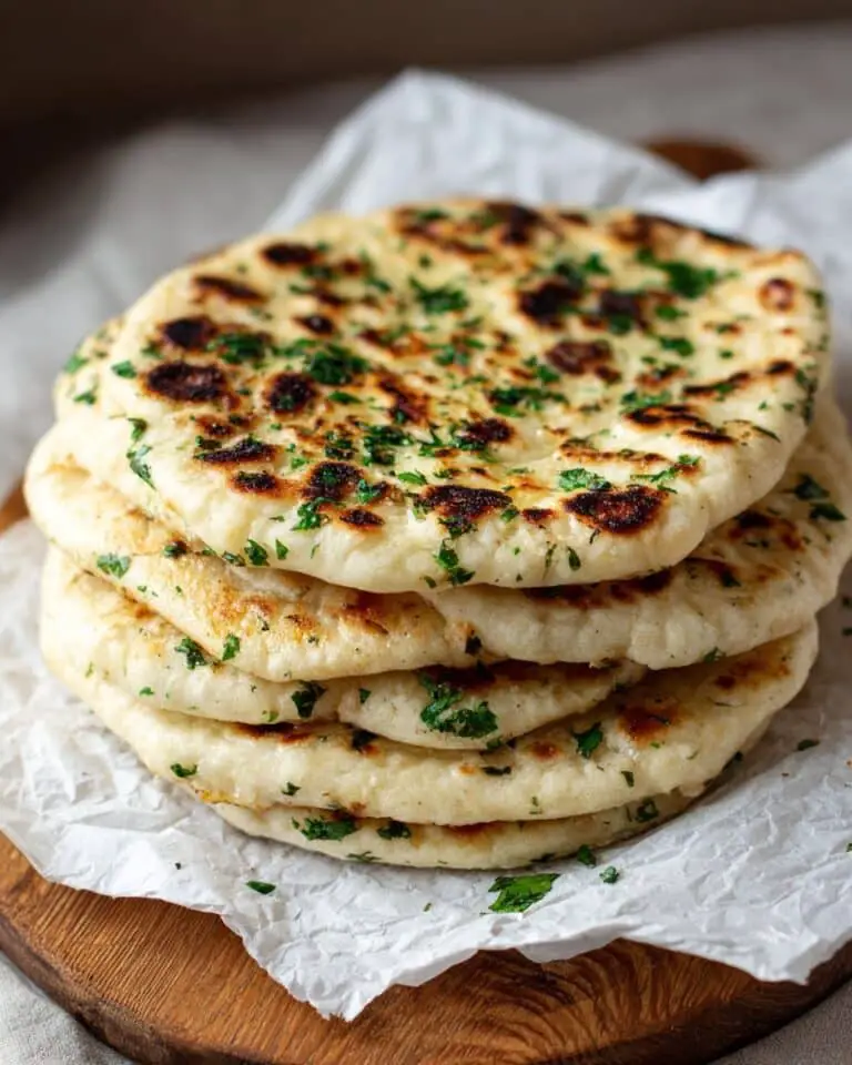 Quick Indian-Style Garlic Cilantro Naan Without Yeast Recipe