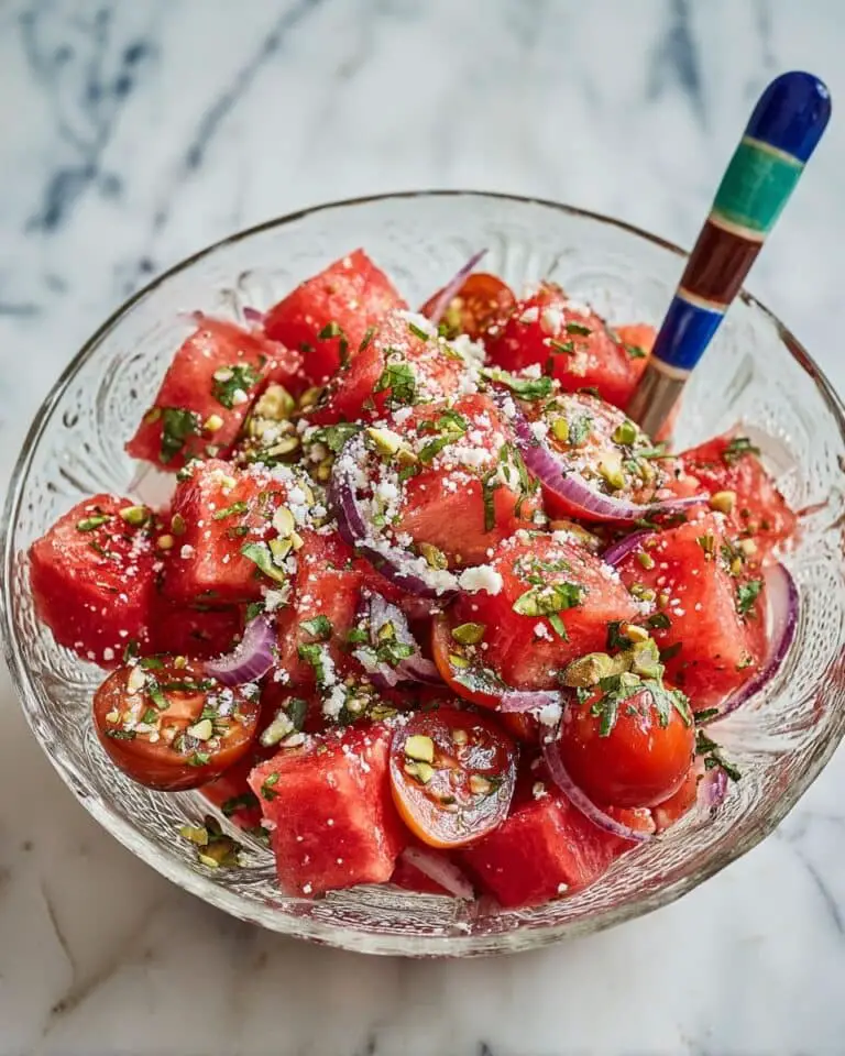 Tomato & Watermelon Salad with Feta, Pistachios, and Fresh Herbs Recipe