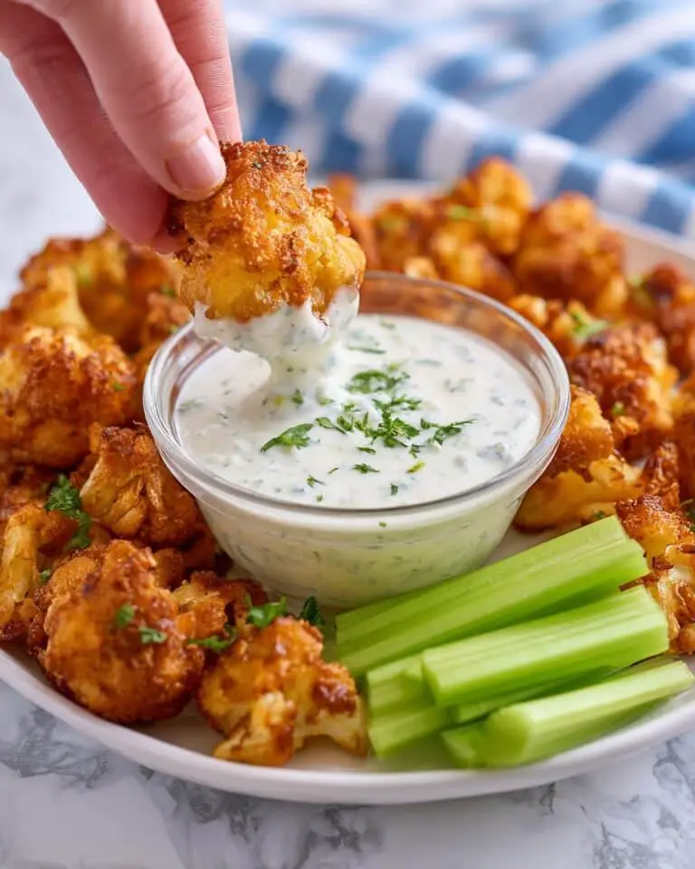 Vegan Cauliflower Buffalo Wings with Ranch Dipping Sauce Recipe