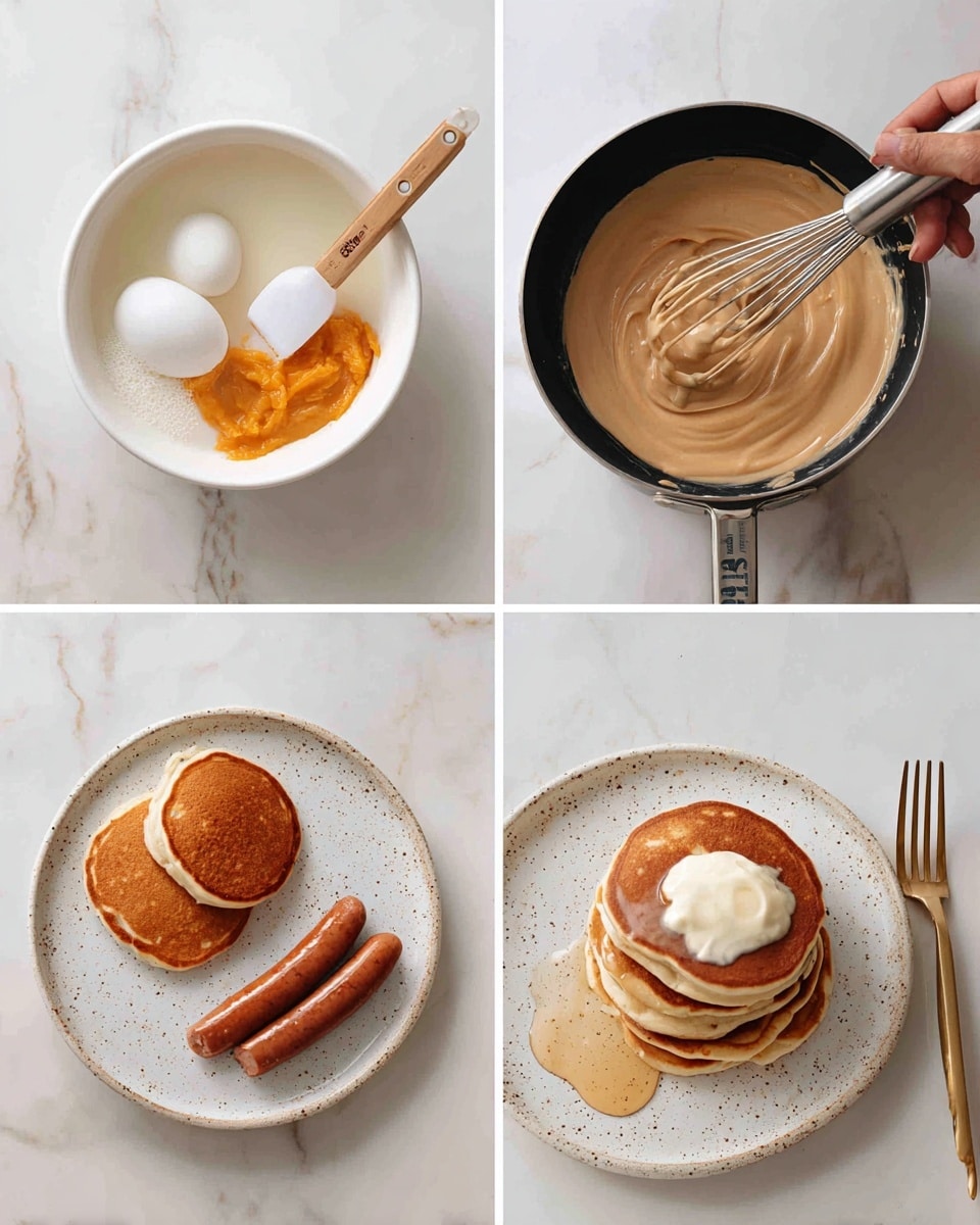 Pumpkin Pancakes with Cinnamon Syrup Recipe - Recipe Image