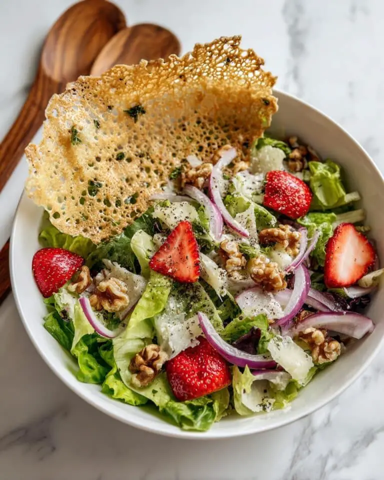 Strawberry Salad with Maple Champagne Dressing and Parmesan Crisps Recipe